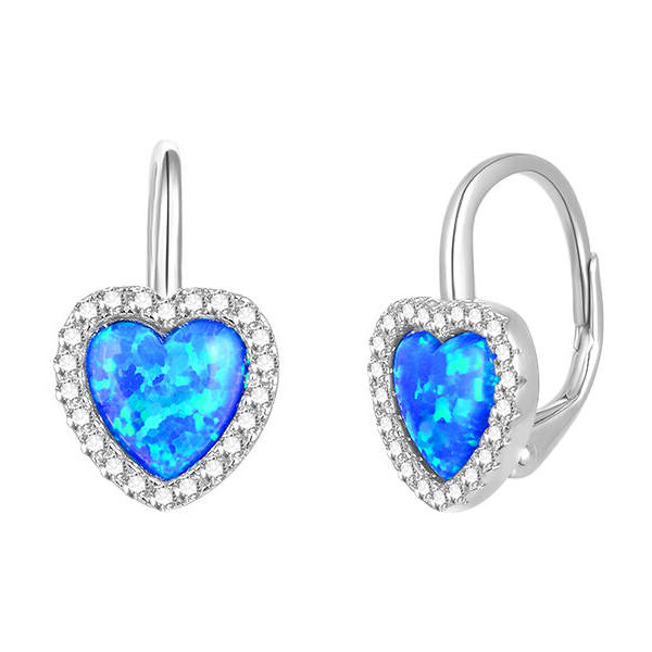 Olivie Strieborné náušnice SRDCE OPÁL 5261 25717225