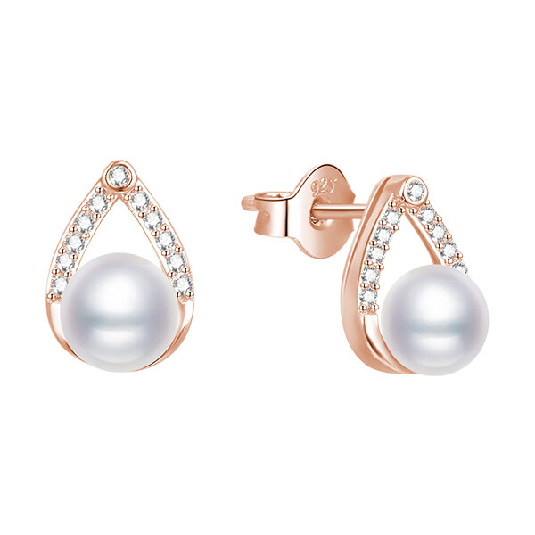 Olivie Strieborné náušnice RUŽOVÁ KVAPKA S PERLOU 5265 25717229