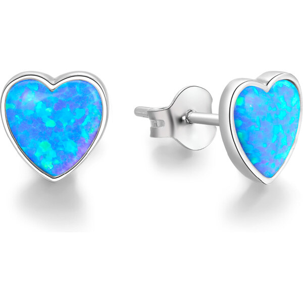 Olivie Strieborné náušnice OPÁLOVÉ SRDIEČKO 5271 25717235