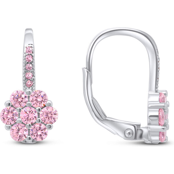 Brilio Silver Strieborné náušnice kvietky s ružovými zirkónmi EA15WP 66631233