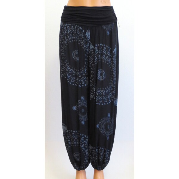 Dámske letné voľné nohavice s tureckým vzorom- čierne 25508667