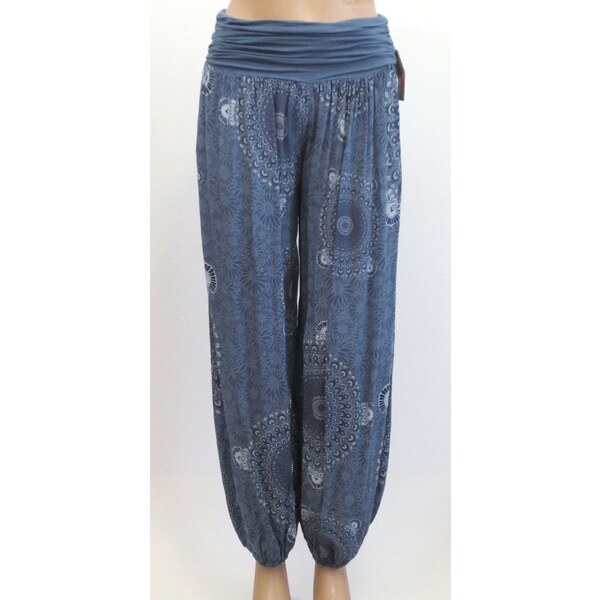 Dámske letné voľné nohavice s tureckým vzorom- modré 25624334