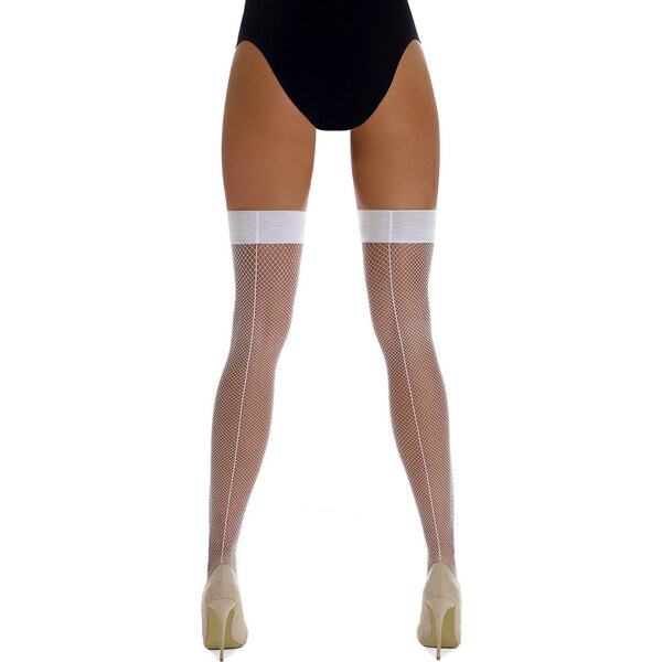 Glara Sieťované samodržiace pančuchy s ozdobným švom 20 DEN 36988745