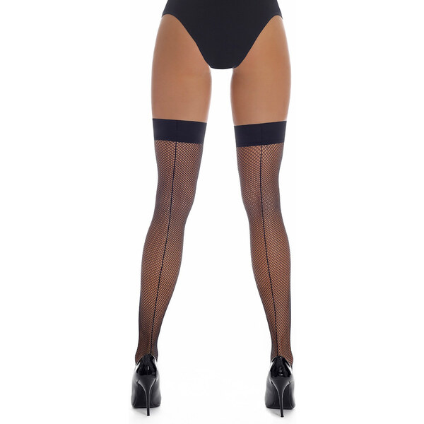 Glara Sieťované samodržiace pančuchy s ozdobným švom 20 DEN 36988742