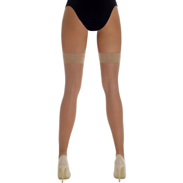 Glara Sieťované samodržiace pančuchy s ozdobným švom 20 DEN 36988743