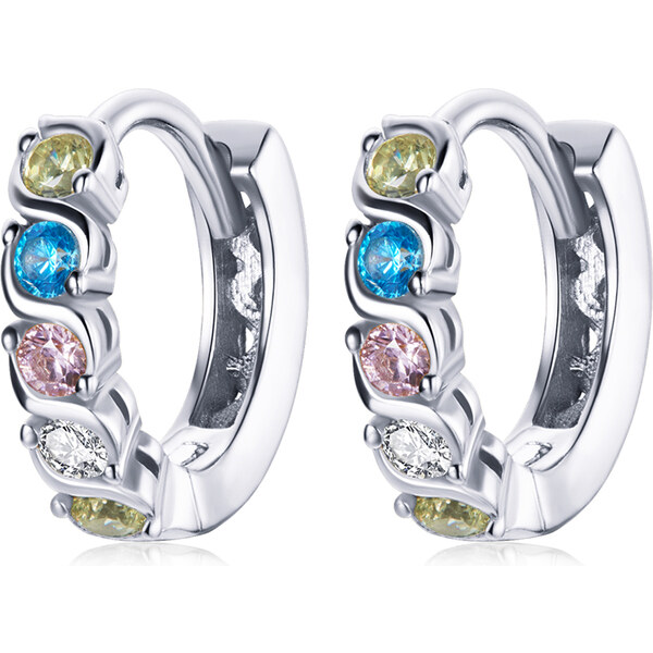 Emporial strieborné náušnice krúžky Dúhová žiara SCE1166-A 55872045