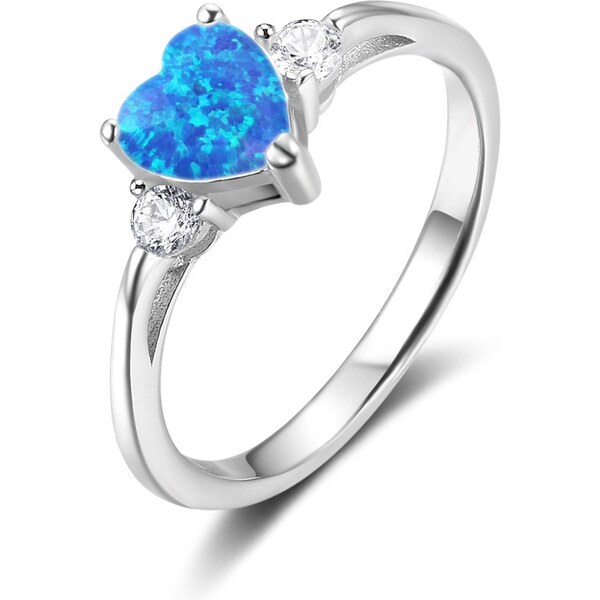 Olivie Strieborný prsteň OPÁLOVÉ SRDCE 5292 25806514