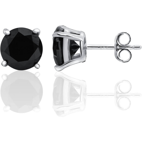 Beneto Moderné strieborné náušnice kôstky s čiernymi zirkónmi AGUP2256 66584937