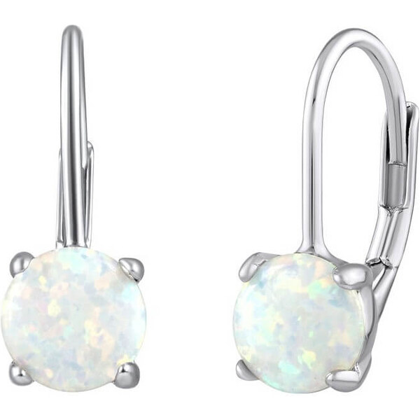 Silvego Strieborné náušnice s bielym syntetickým opál LPS1398W 66593481