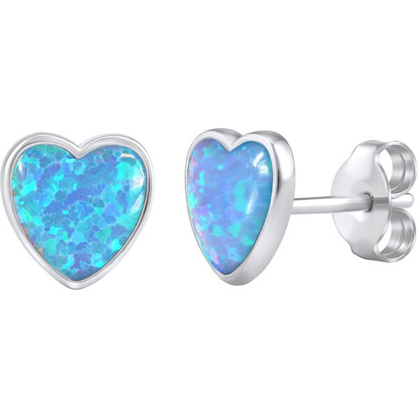 Silvego Srdiečkové náušnice s modrými syntetickými opály LPS0857B 66588100