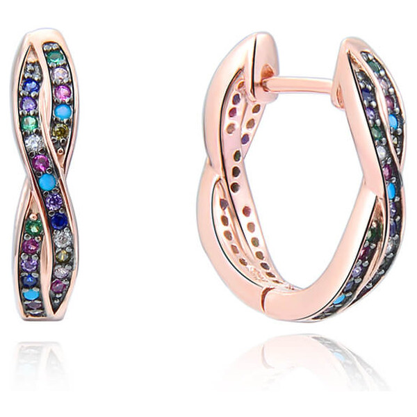 Beneto Krásne pozlátené náušnice zo striebra sa zirkónmi AGUC2252-ROSE 66583705