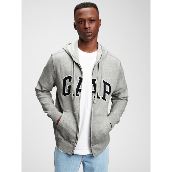 Šedá pánská mikina GAP Logo arch hoodie 61037942