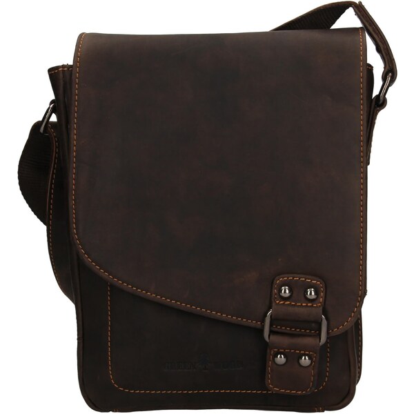 Pánska kožená taška cez rameno Greenwood Jamie - tmavo hnedá 36971567