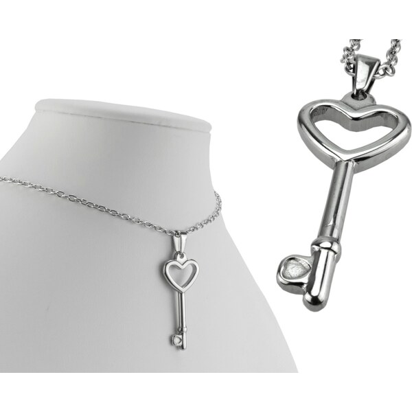 CITY STORM Dámska retiazka s príveskom kľúč so srdcom z chirurgickej 66888660