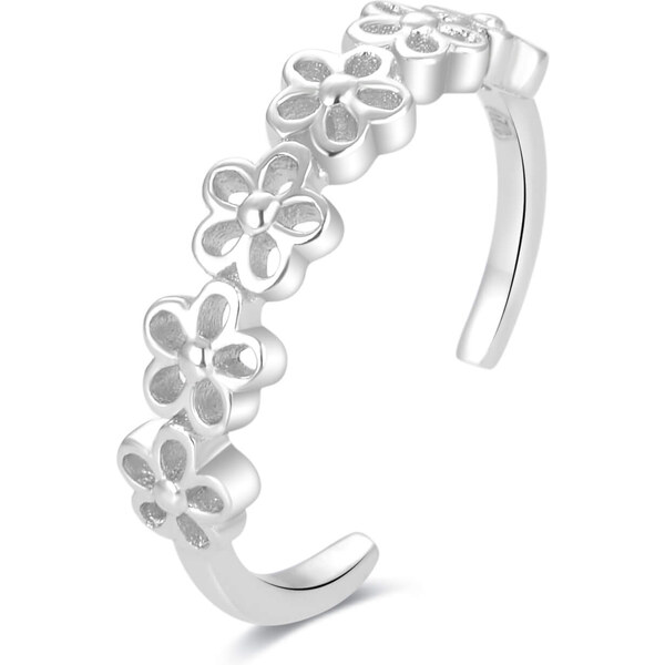 Beneto Strieborný prsteň na nohu s kvetinami AGGF483 66582262