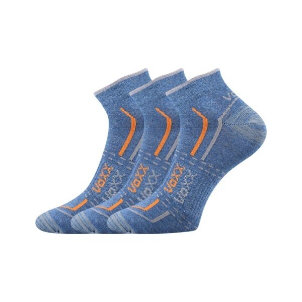 REX 11 športové členkové ponožky VoXX Jeans / melé 39-42 3 páry 30447517