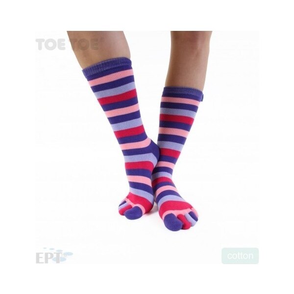 STRIPY prstové pruhované ponožky ToeToe Fialová UNI 1 pár 26252030