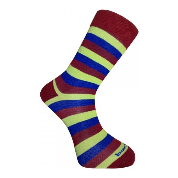 BX-STRIPY RED bambusové ponožky BAMBOX Vínová / Limetka / Modrá 43-46 29263137