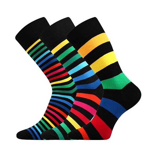 DELINE BLACK farebné trendy ponožky Lonka Čierna 39-42 3 páry 26252215