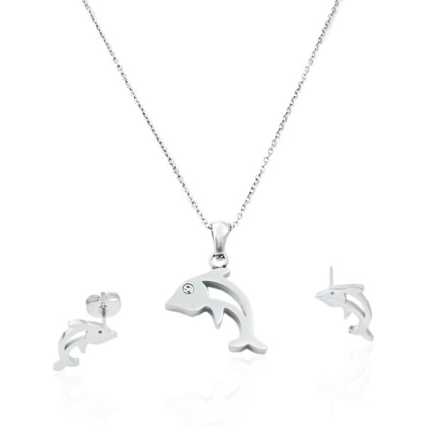 BM Jewellery Dámsky set náušnice a retiazka s príveskom delfín z 31318867