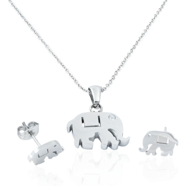 BM Jewellery Dámsky set náušnice a retiazka s príveskom slona z 31318863
