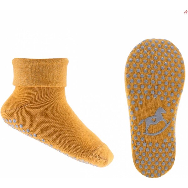 Detské bavlněné protišmykové ponožky Emel SBA 100-13 - Horčicová 46771188