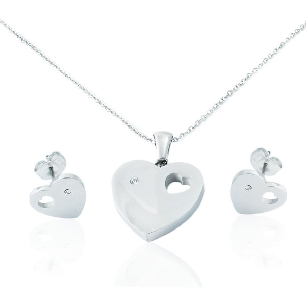 BM Jewellery Dámsky set náušnice a retiazka s príveskom srdca z 31318875