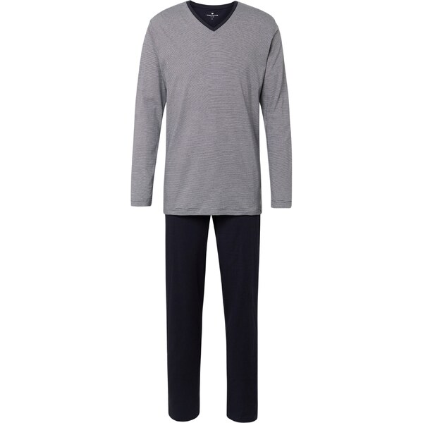 TOM TAILOR Dlhé pyžamo námornícka modrá / biela 34195214