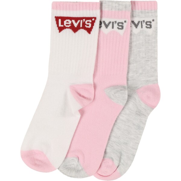 LEVIS Ponožky sivá melírovaná / ružová / karmínovo červená / biela 62936732