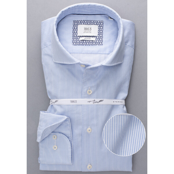 1863 BY ETERNA luxusná pánska košeľa modrý prúžok ETERNA Slim Fit 26101790