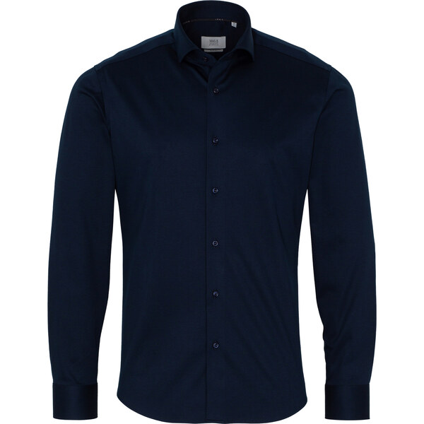 1863 BY ETERNA Jersey luxusná pletená pánska košeľa polnočná modrá 66024260