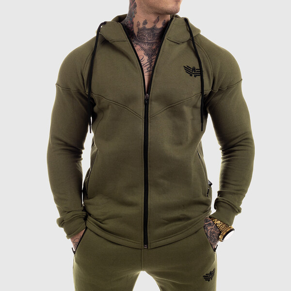 Fitness mikina so zipsom Iron Aesthetics ROUND, zelená 24553819