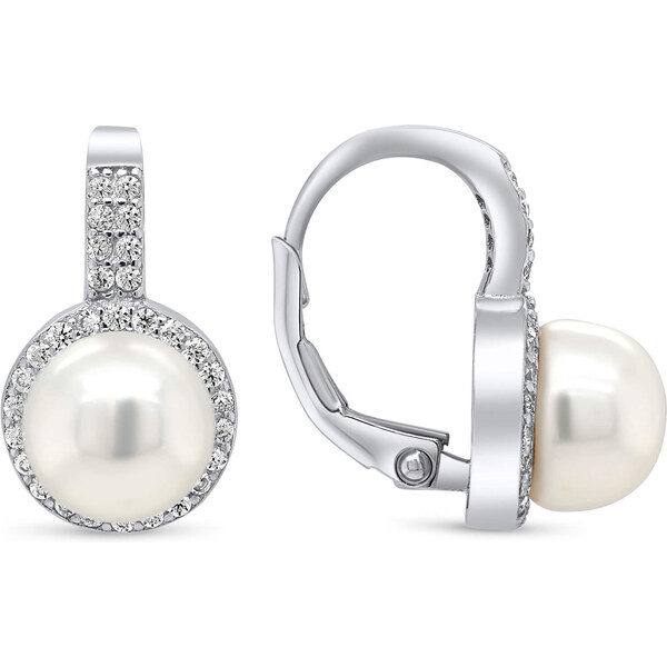 Brilio Silver Nežné strieborné náušnice s perlou a zirkónmi EA93 66586616