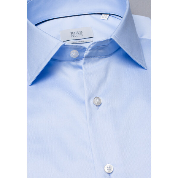 1863 BY ETERNA luxusná keprová košeľa modrá Modern Fit super soft Non 55478522