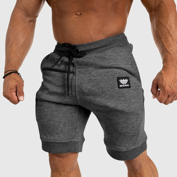 Pánske teplákové kraťasy Iron Aesthetics Badge, tmavo sivé 26163799