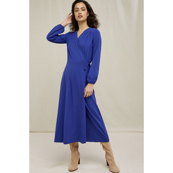 Glara Zavinovacie biobavlnené šaty s balónovými rukávmi 26192413