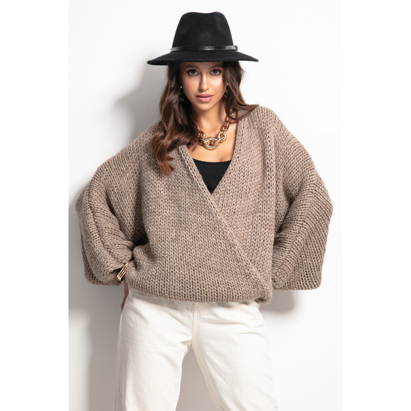 Glara Volný dámsky sveter do véčka s vlnou 36988638