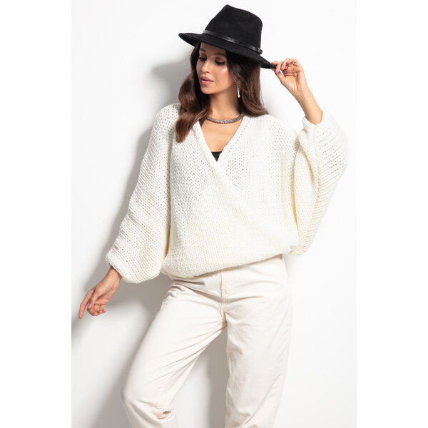 Glara Volný dámsky sveter do véčka s vlnou 36988639