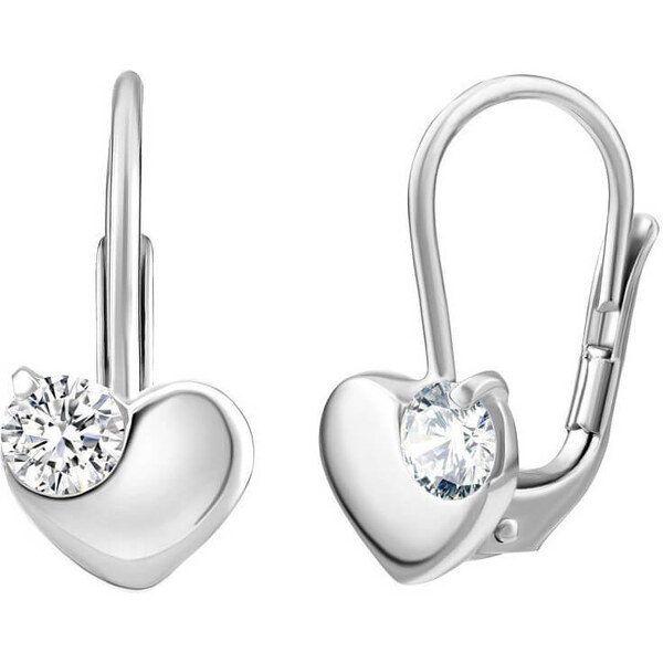 Silvego Nežné strieborné náušnice srdce s čírymi zirkónmi Swarovski 66593803