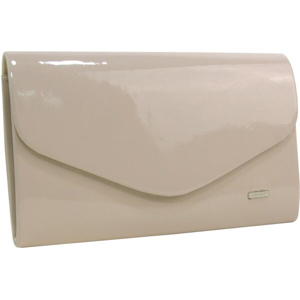 Béžová lakovaná spoločenská listová kabelka SP102 GROSSO 26333616