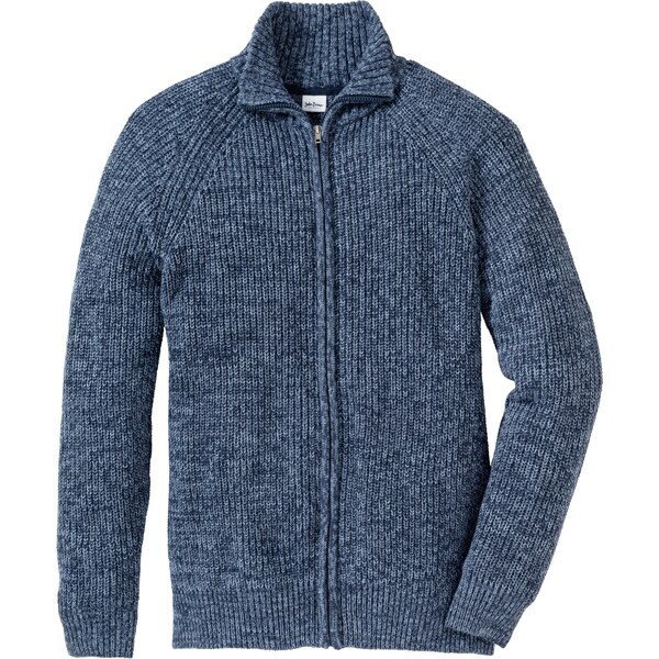 bonprix Hrubo pletený sveter, vrúbkovaný, s bavlnou, farba modrá 45252218