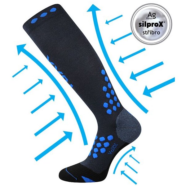 MARATHON funkčné kompresné podkolienky s iónmi striebra VoXX Tm. modrá 26459227