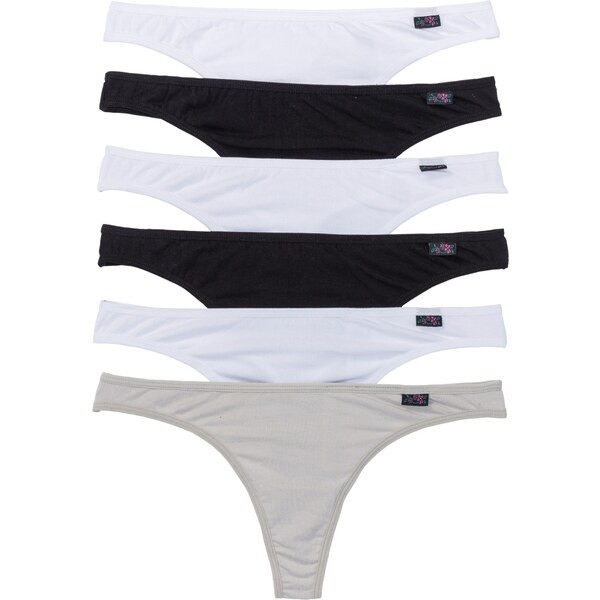 bonprix String nohavičky (6 ks), s bio bavlnou, farba čierna 44731945