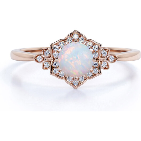 Royal Exklusive Emporial prsteň Mesačný dúhový kameň Flower 14k ružové 41531074