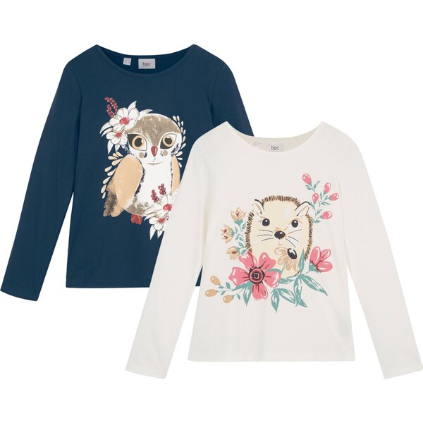 bonprix Tričko s dlhým rukávom (2 ks) z bio bavlny, farba biela 45051998