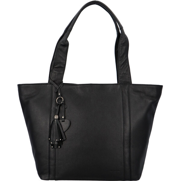 Veľká dámska kožená kabelka čierna - Hexagona Common čierna 26601313