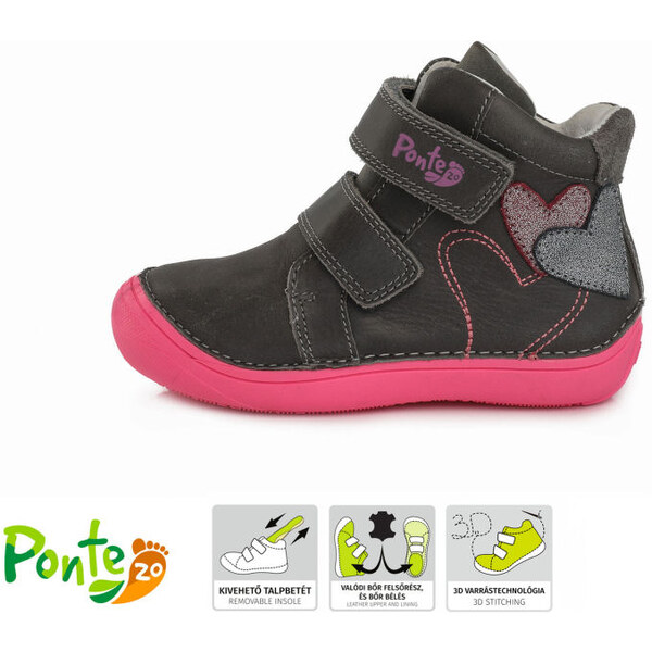 Detské Celoročné topánky Ponte DA03-1-890 Dark Grey 46771202
