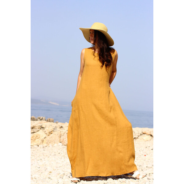 Autorské české maxi šaty Lotika 100% lan Premium quality 33281789