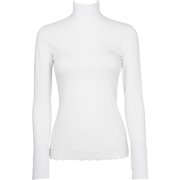 Glara Bavlnený čipkovaný rolák s dlhými rukávmi 36988819