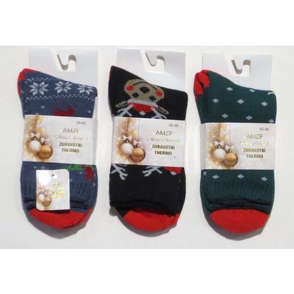 Dámske zdravotné ponožky termo - vianočný motív 33566812